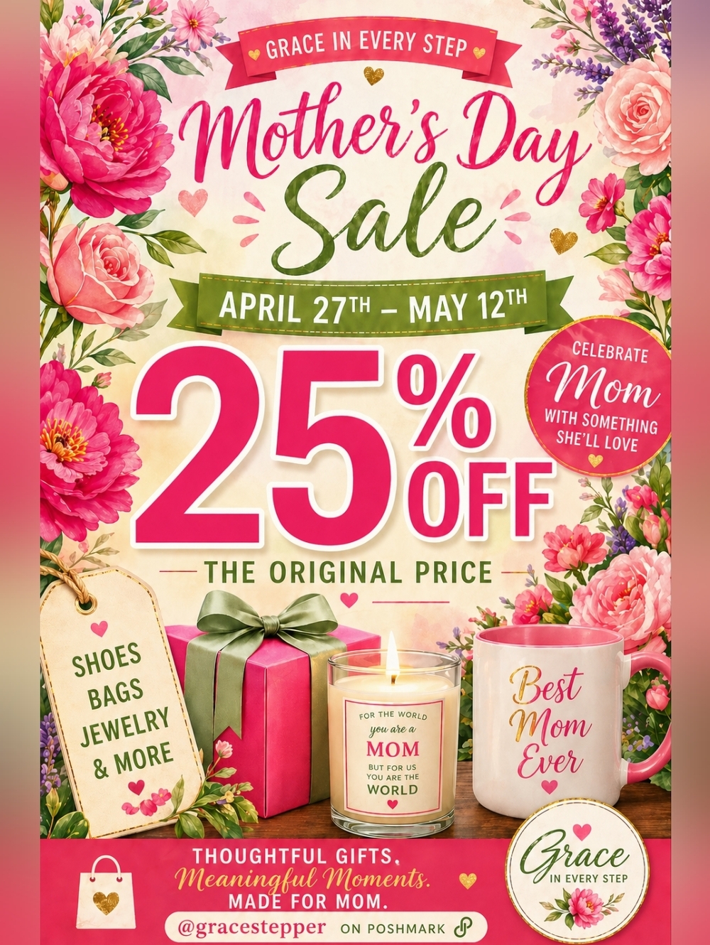 Mother's Day Closet Sale! 25% OFF Original Price! Includes all Closet Items.